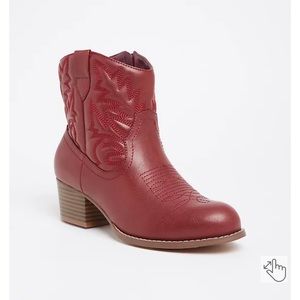 Red stitched cowboy bootie